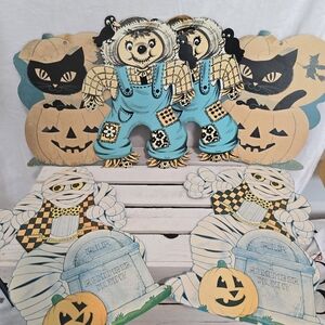 Vintage Med Sz Die Cut Halloween Figures Lot of 6 EUC